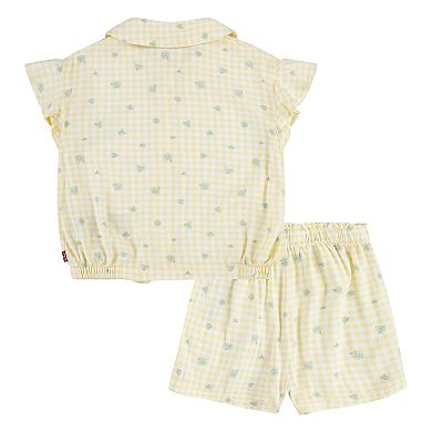Toddler Girls Levi's® Matching Floral Gingham Ruffled Top and Shorts 2-Piece Set