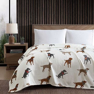 Eddie Bauer Dogs With Scarves Throw Blanket