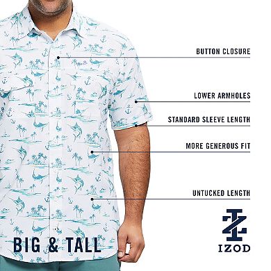 Big & Tall IZOD Sunshield Performance Woven Short Sleeve Button-Down Shirt