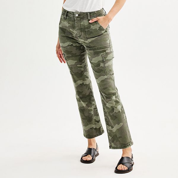Petite Sonoma Goods For Life® Ankle Cargo Flare Pants - Camo (0 PETITE)