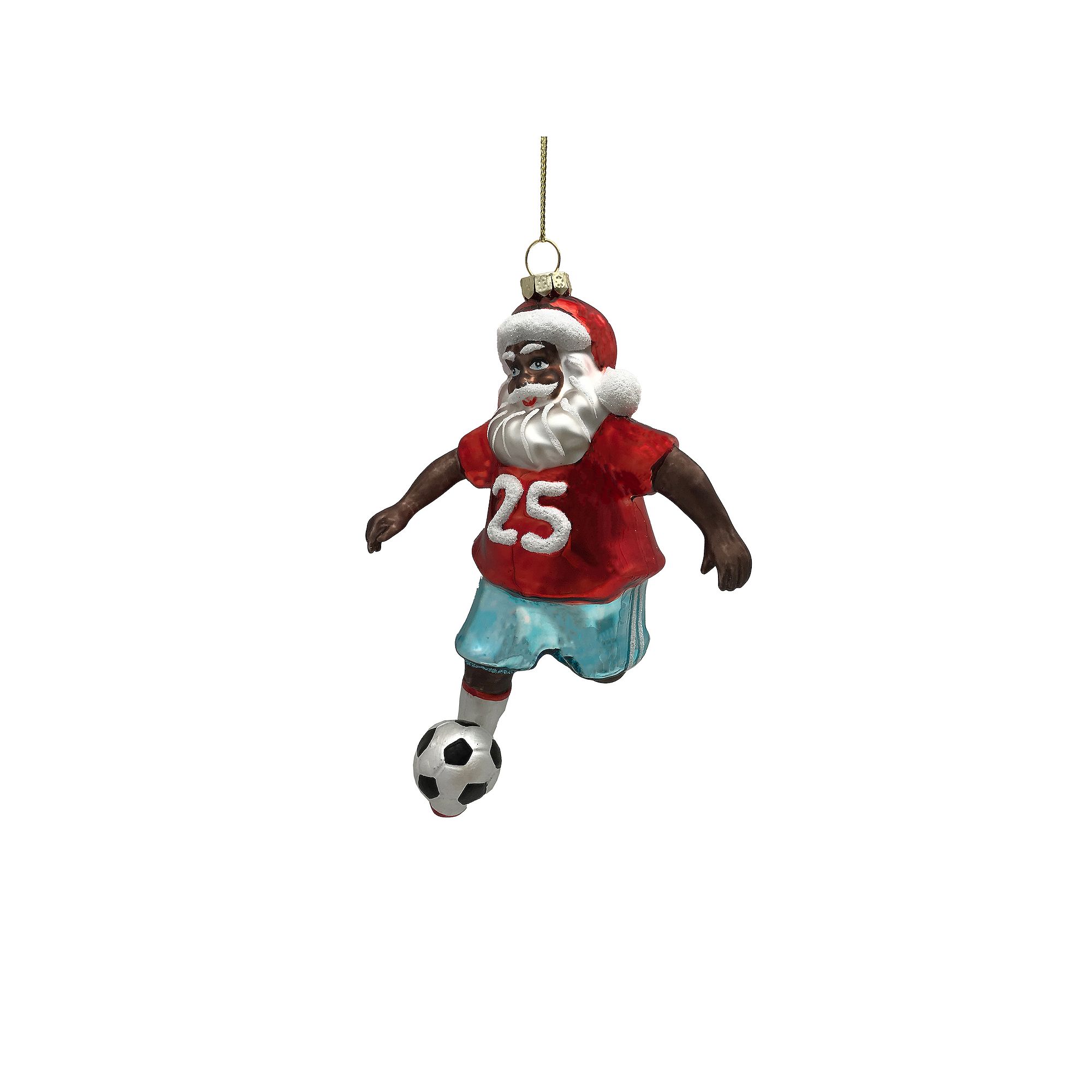 St. Nicholas Square® Santa Playing Soccer Glass Chirstmas Ornament, Deep T