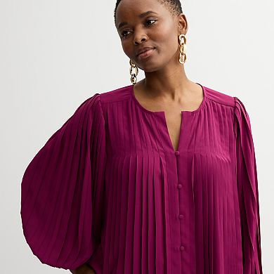 Women's Nine West Pleated Button Down Blouse