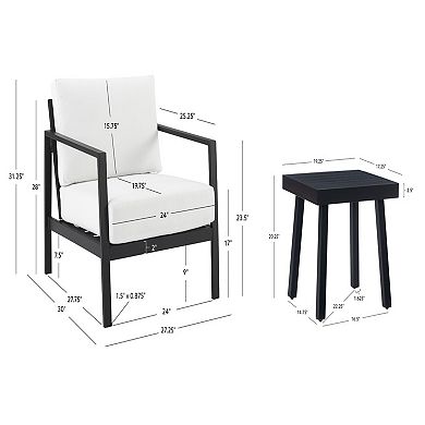 Linon Holland 3-Piece Outdoor Table and Chairs Set