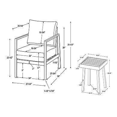 Linon Holland 3-Piece Outdoor Table and Chairs Set
