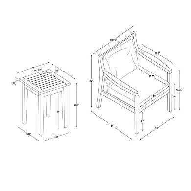 Linon Teagon 3-Piece Outdoor Table and Chairs set