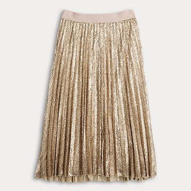 Women's Simply Vera Vera Wang Pleated Sequin Skirt