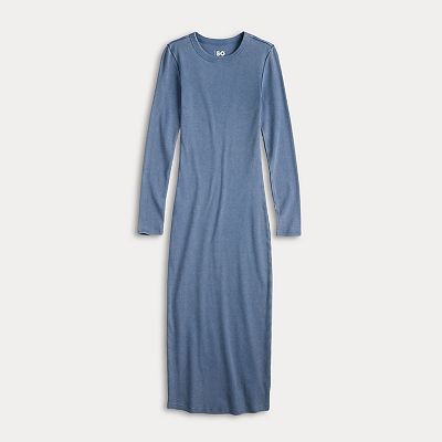 Juniors' SO Long Sleeve Rib Knit Midi Dress