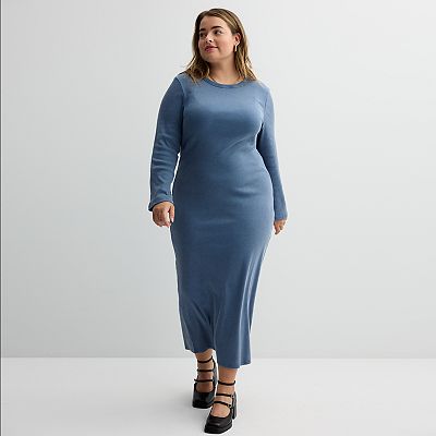 Juniors' Plus Size SO Long Sleeve Rib Maxi Dress
