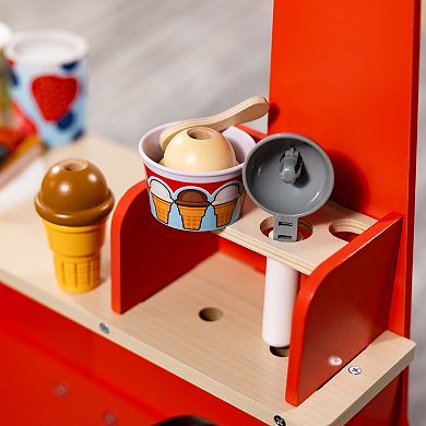 Melissa & Doug Wooden Pizza Food Truck Activity Center with Play Food