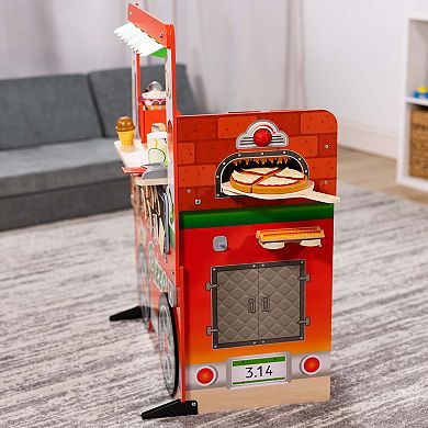 Melissa & Doug Wooden Pizza Food Truck Activity Center with Play Food