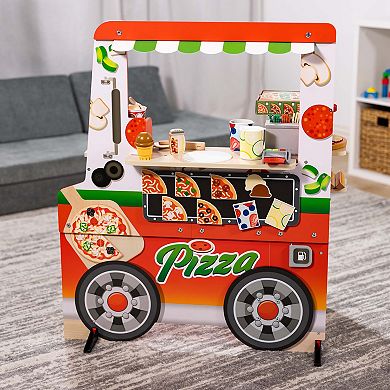 Melissa & Doug Wooden Pizza Food Truck Activity Center with Play Food