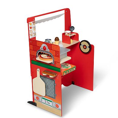 Melissa & Doug Wooden Pizza Food Truck Activity Center with Play Food