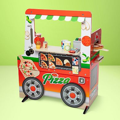 Melissa & Doug Wooden Pizza Food Truck Activity Center with Play Food