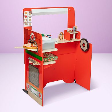 Melissa & Doug Wooden Pizza Food Truck Activity Center with Play Food