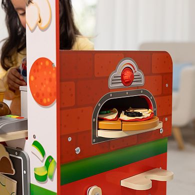 Melissa & Doug Wooden Pizza Food Truck Activity Center with Play Food