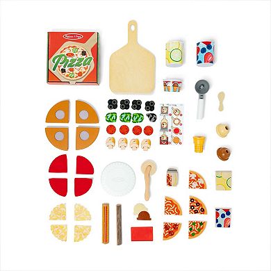 Melissa & Doug Wooden Pizza Food Truck Activity Center with Play Food