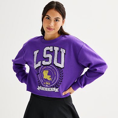 Juniors' Cropped LSU Pullover Sweatshirt
