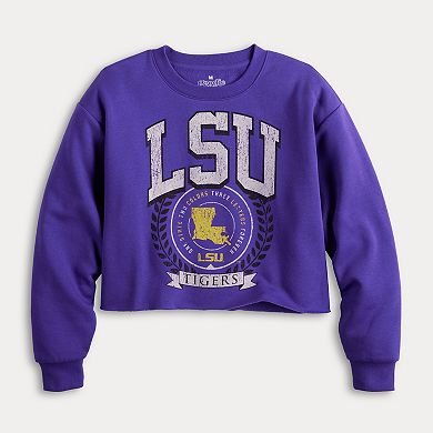 Juniors' Cropped LSU Pullover Sweatshirt
