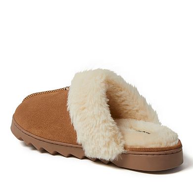 Dearfoams Helena Women's Puffed Collar Suede Scuff Slippers