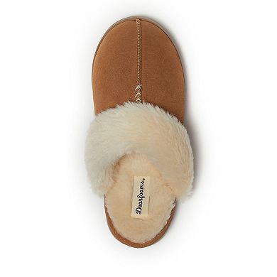 Dearfoams Helena Women's Puffed Collar Suede Scuff Slippers