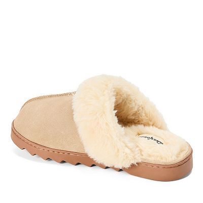 Dearfoams Helena Women's Puffed Collar Suede Scuff Slippers