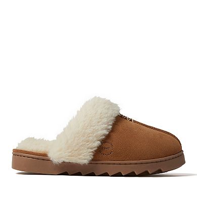 Dearfoams Helena Women's Puffed Collar Suede Scuff Slippers