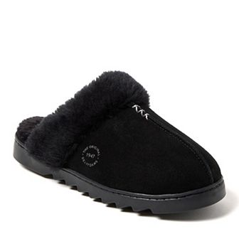 Dearfoams Helena Women's Puffed Collar Suede Scuff Slippers