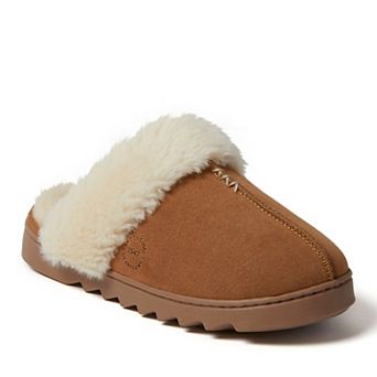 Dearfoams Helena Women's Puffed Collar Suede Scuff Slippers