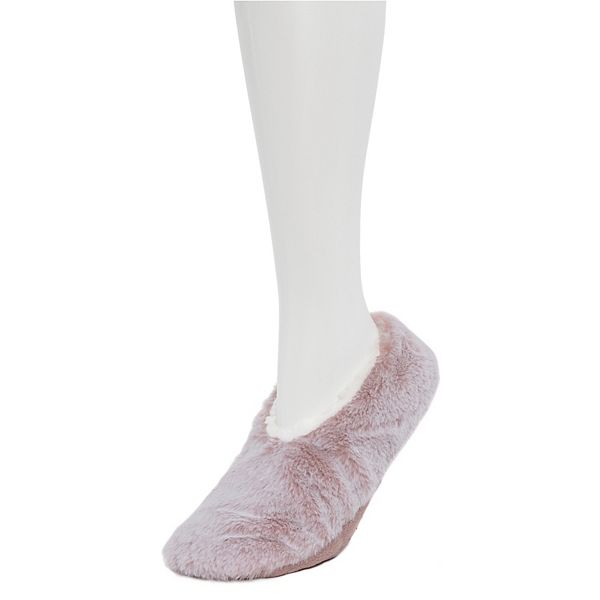 Women's Cozy Soft Faux Fur Ballerina Slipper Socks - Blush Tipped (S-M)