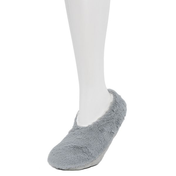 Women's Cozy Soft Faux Fur Ballerina Slipper Socks - Gray (L-XL)