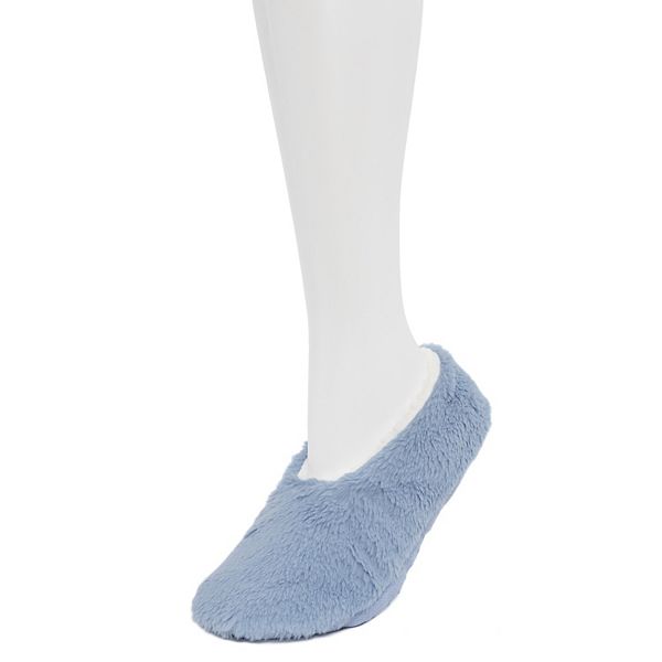 Women's Cozy Soft Faux Fur Ballerina Slipper Socks - Light Blue (L-XL)