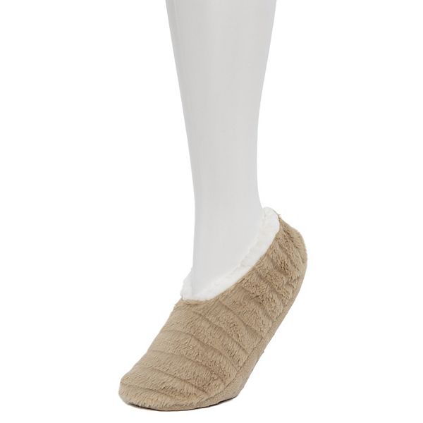 Women's Cozy Soft Faux Fur Ballerina Slipper Socks - Tan (S-M)