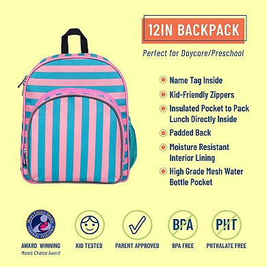Pink Stripes 12 Inch Backpack