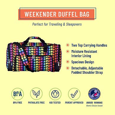 Rainbow Hearts Weekender Duffel Bag