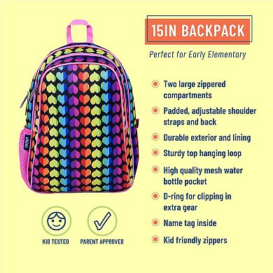Rainbow Hearts 15 Inch Backpack