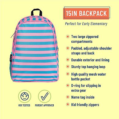 Pink Stripes 15 Inch Backpack
