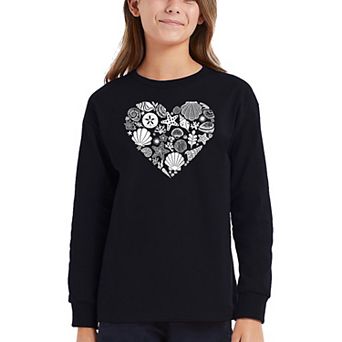 Sea Shells - Girl's Word Art Long Sleeve T-shirt