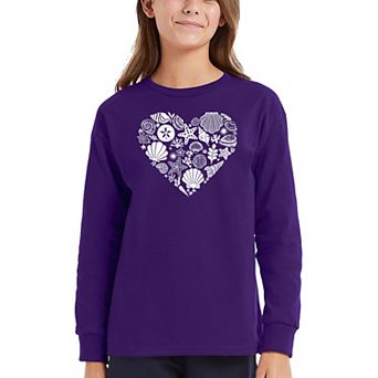 Sea Shells - Girl's Word Art Long Sleeve T-shirt