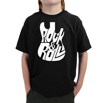 Rock And Roll Guitar - Boy's Word Art T-shirt