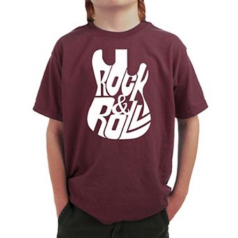Rock And Roll Guitar - Boy's Word Art T-shirt
