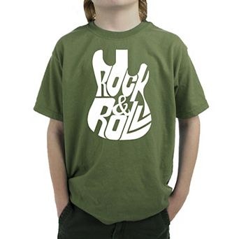 Rock And Roll Guitar - Boy's Word Art T-shirt