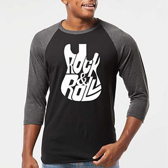 Rock And Roll Guitar - Men's Raglan Baseball Word Art T-shirt