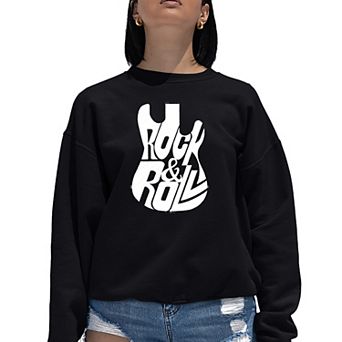 Rock And Roll Guitar - Women's Word Art Crewneck Sweatshirt