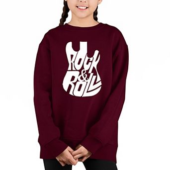 Rock And Roll Guitar - Girl's Word Art Crewneck Sweatshirt