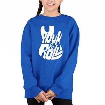 Rock And Roll Guitar - Girl's Word Art Crewneck Sweatshirt
