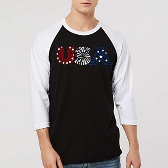 Usa Fireworks - Men's Raglan Baseball Word Art T-shirt