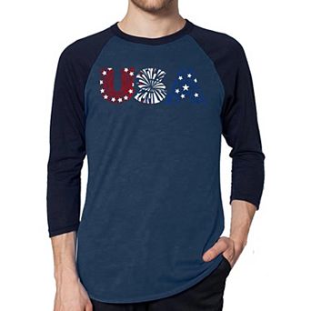 Usa Fireworks - Men's Raglan Baseball Word Art T-shirt