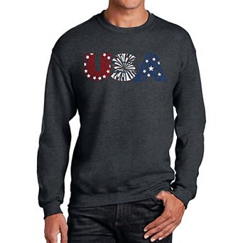Usa Fireworks - Men's Word Art Crewneck Sweatshirt