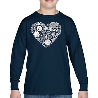 Sea Shells - Boy's Word Art Long Sleeve T-shirt