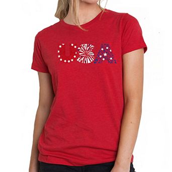 Usa Fireworks - Women's Premium Blend Word Art T-shirt